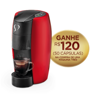 Cafeteira Espresso LOV Vermelha Automática Logo Cromado - TRES 3 Corações