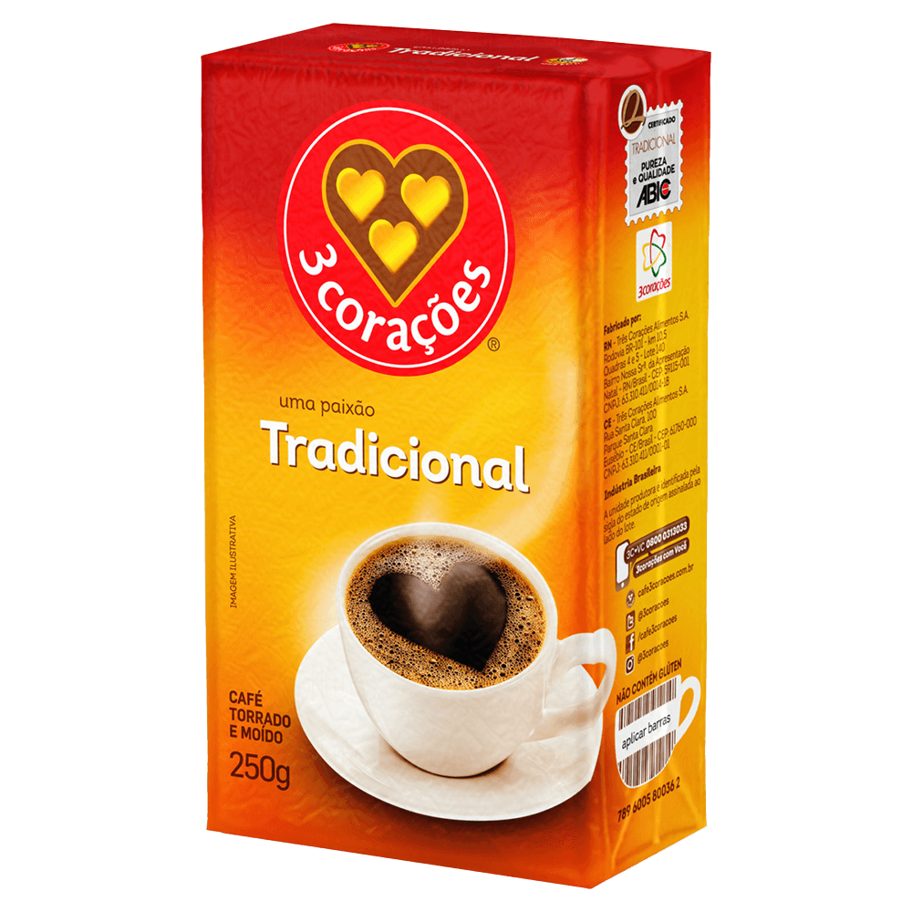 Café Torrado e Moído 3 Corações Tradicional a Vácuo 250g - 2