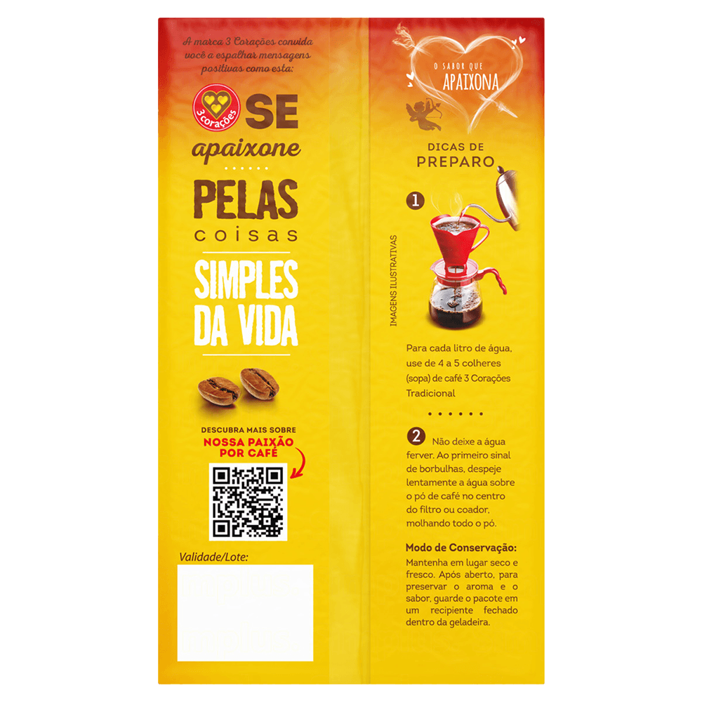 Café Torrado e Moído 3 Corações Tradicional a Vácuo 250g - 3
