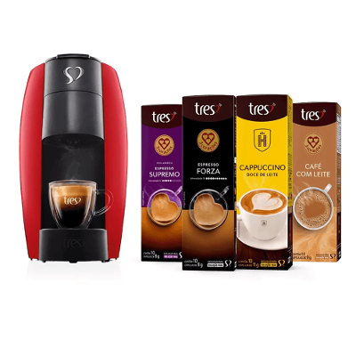 Kit Máquina Lov Vermelha 220V + 40 Cápsulas TRES
