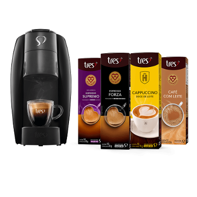 Kit Máquina Lov Preta 220V + 40 Cápsulas TRES