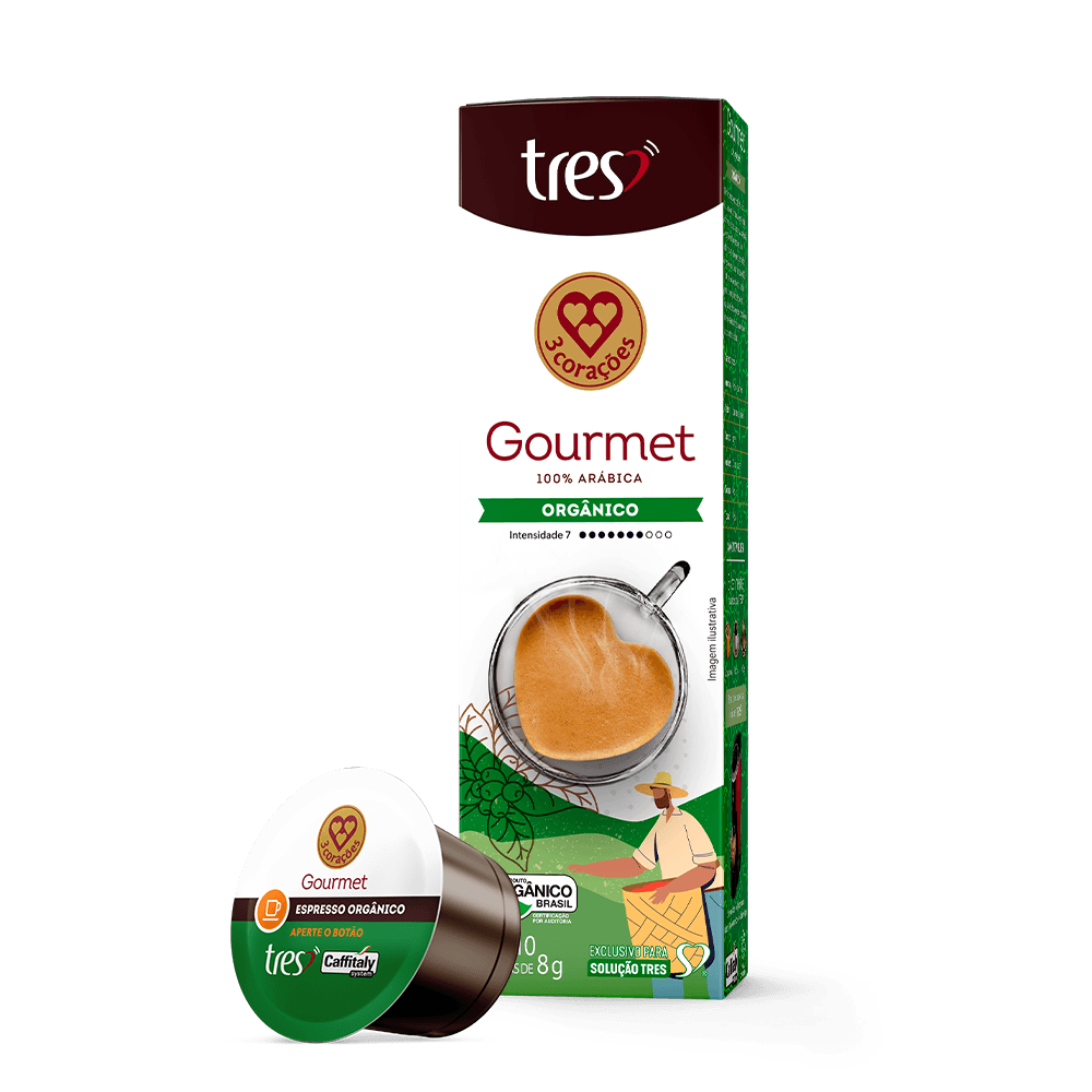 Cápsula de Café Espresso Gourmet Orgânico TRES 3 Corações - 1