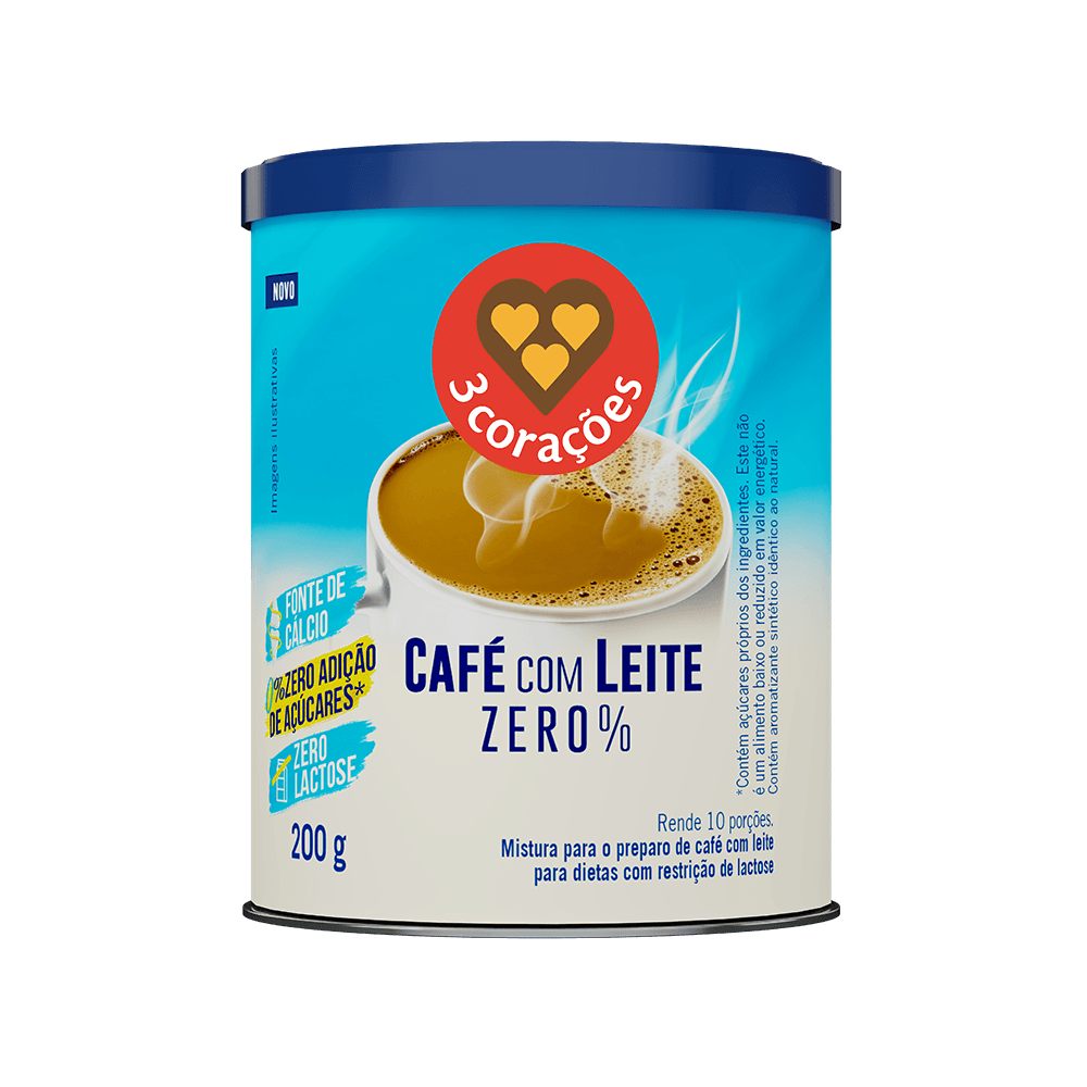 Café com Leite Zero% 3 Corações Lata 200g - 1