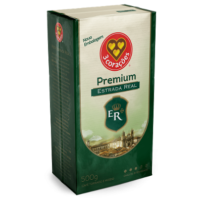 Café Torrado e Moído 3 Corações Estrada Real Premium a Vácuo 500g