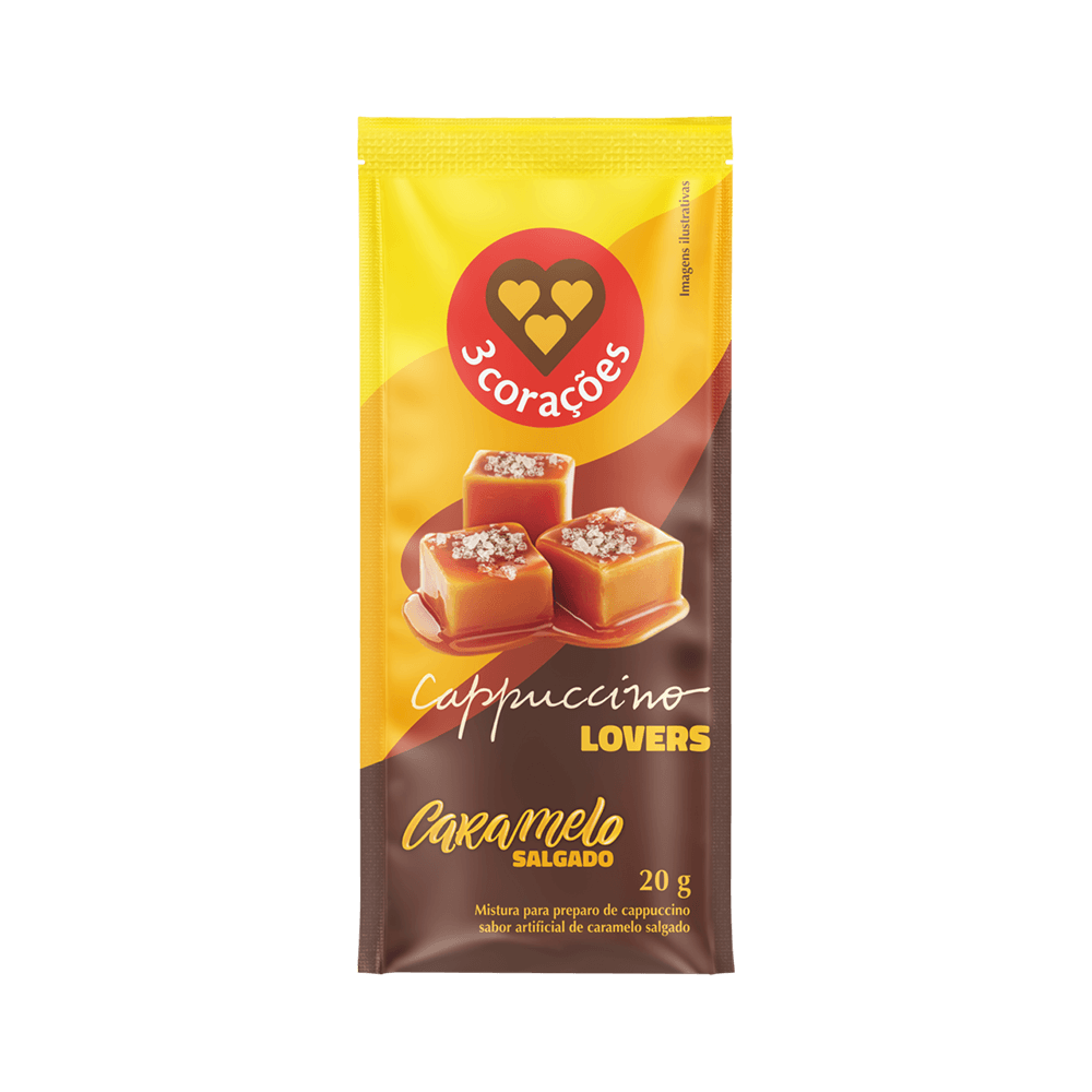 Cappuccino Caramelo Salgado 3 Corações 30 Sachês de 20g Cada - 1
