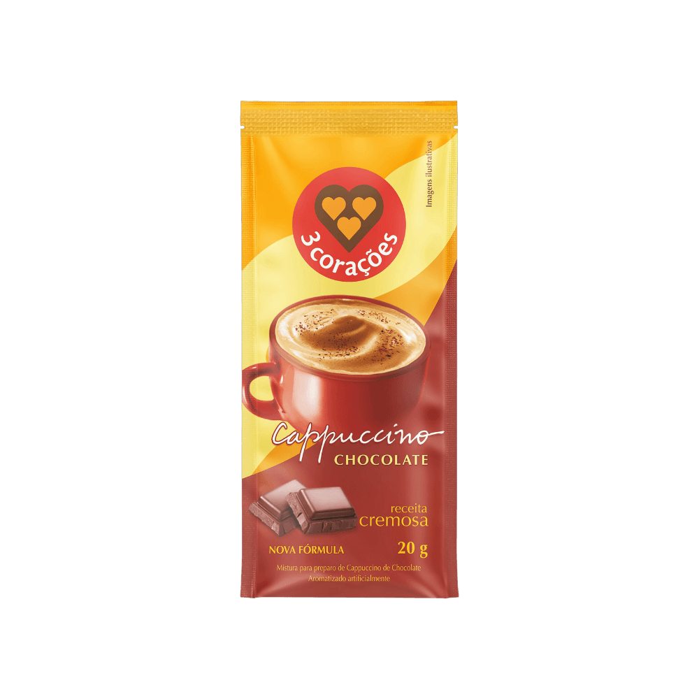 Cappuccino Chocolate 3 Corações 10 Sachês de 20g Cada - 1