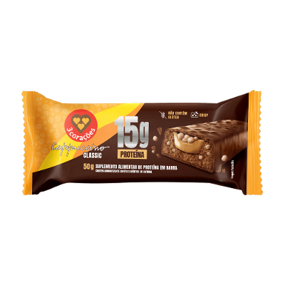 Barra de Proteína Cappuccino Classic 3 Corações – 15g de Proteína