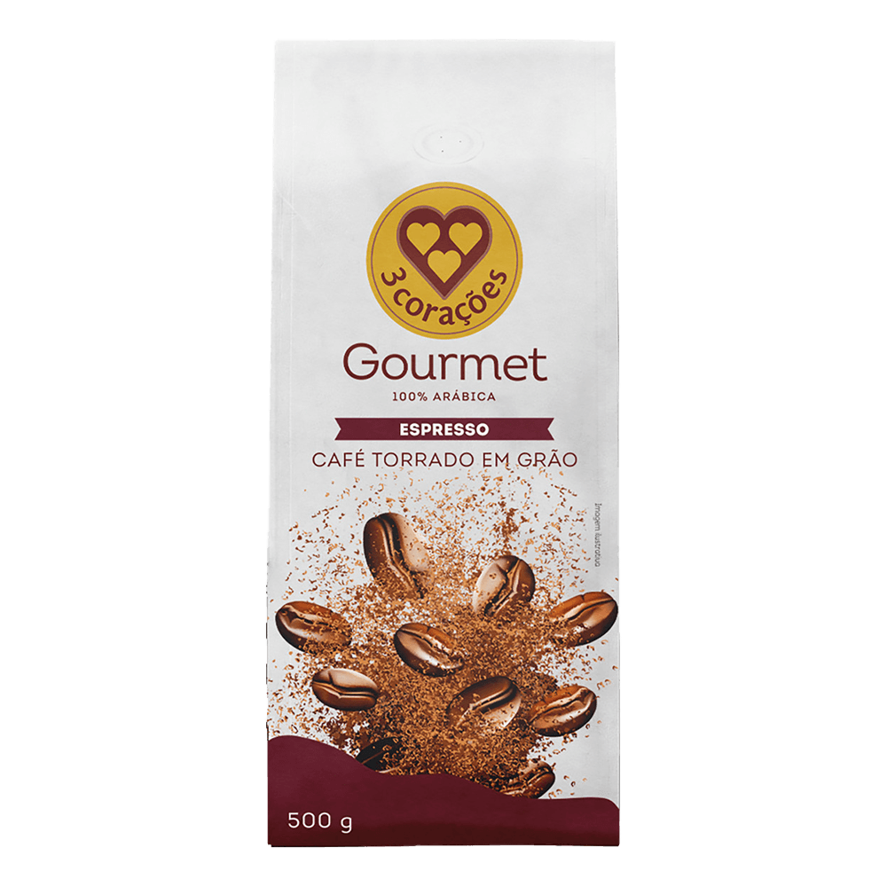 Café Torrado em Grãos Espresso Gourmet 3 Corações Pacote 500g - 1