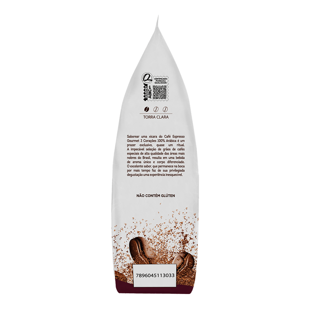 Café Torrado em Grãos Espresso Gourmet 3 Corações Pacote 500g - 4