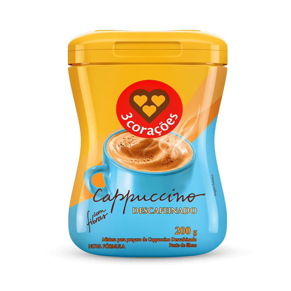 Cappuccino Descafeinado 3 Corações Pote 200g - 1