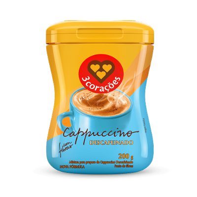 Cappuccino Descafeinado 3 Corações Pote 200g