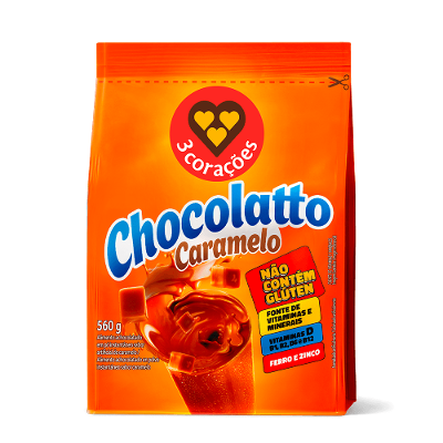 Achocolatado Chocolatto Caramelo 3 Corações Refil Pacote 560g