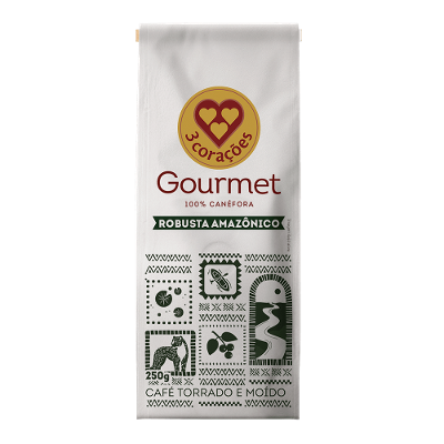 Café Torrado e Moído Robusta Amazônico Gourmet 3 Corações Pacote 250g