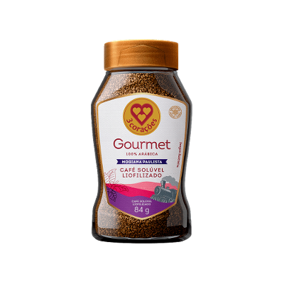 Café Solúvel Liofilizado Mogiana Paulista Gourmet 3 Corações Vidro 84g