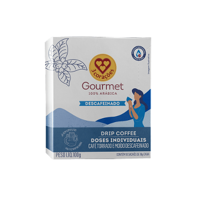 Drip Coffee Descafeinado Gourmet 3 Corações