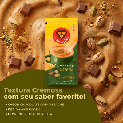 Cappuccino Chocolate com Pistache 3 Corações 30 Sachês de 20g Cada