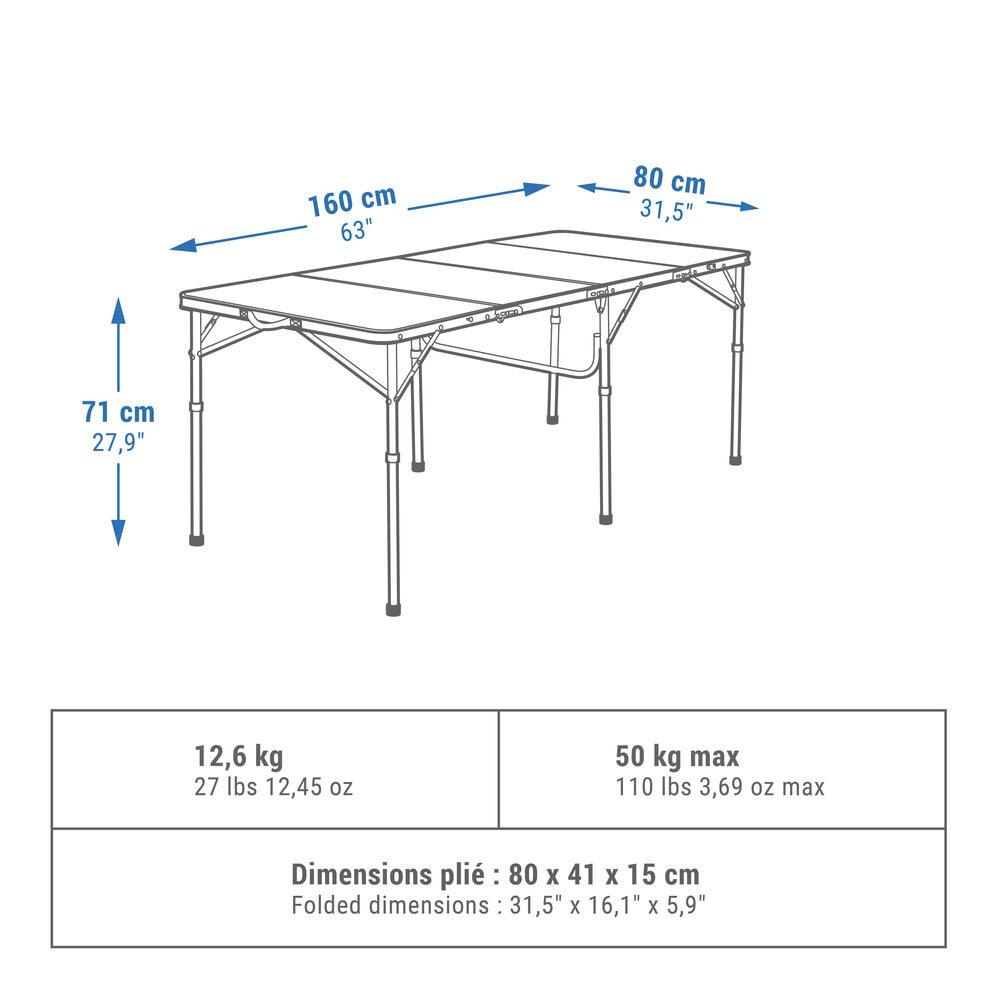 Mesa Grande de Campismo Desdobrável 6 a 8 Pessoas - 10