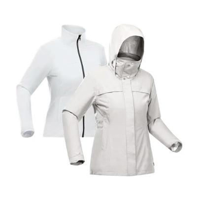 Jaqueta Feminina Impermeável de Trekking Travel 100 3 em 1 Forclaz