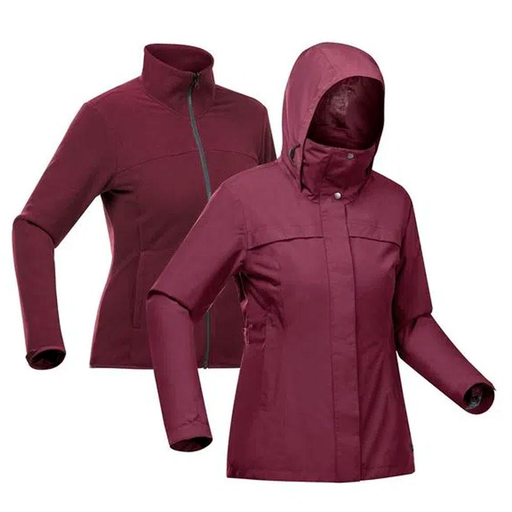 Jaqueta Feminina Impermeável de Trekking Travel 100 3 em 1 Forclaz - 1