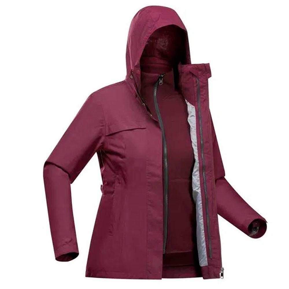 Jaqueta Feminina Impermeável de Trekking Travel 100 3 em 1 Forclaz - 2