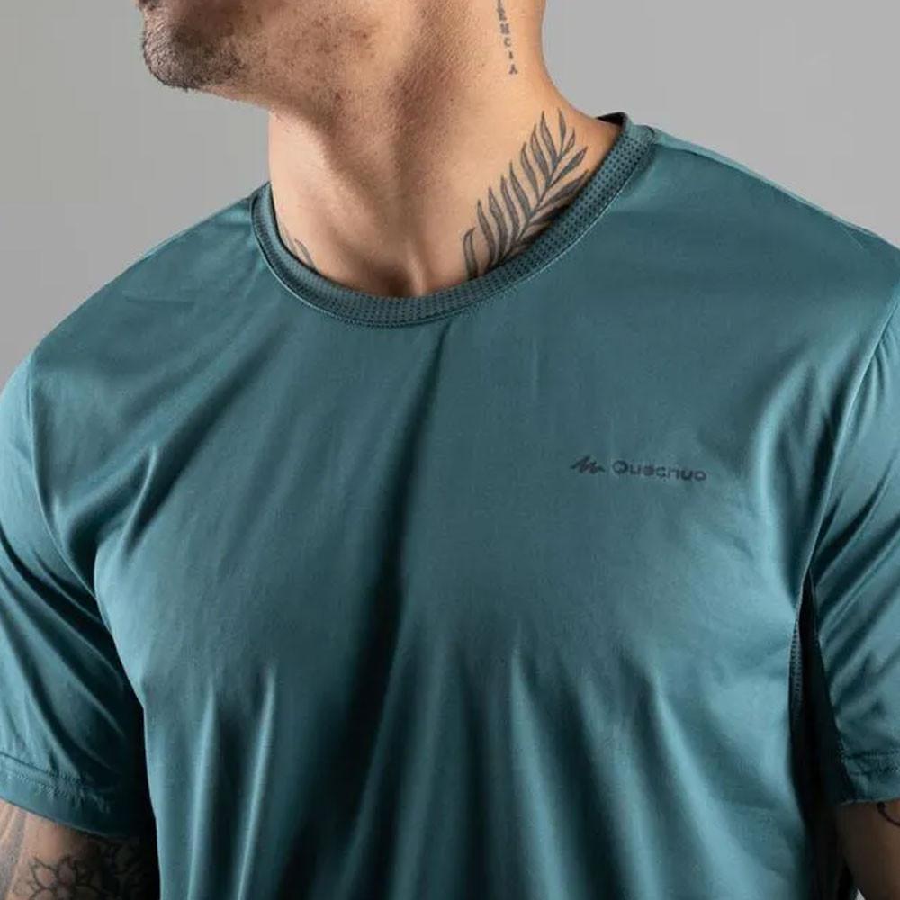 Camiseta Masculina de Trilha MH100 Verde Quechua - 5