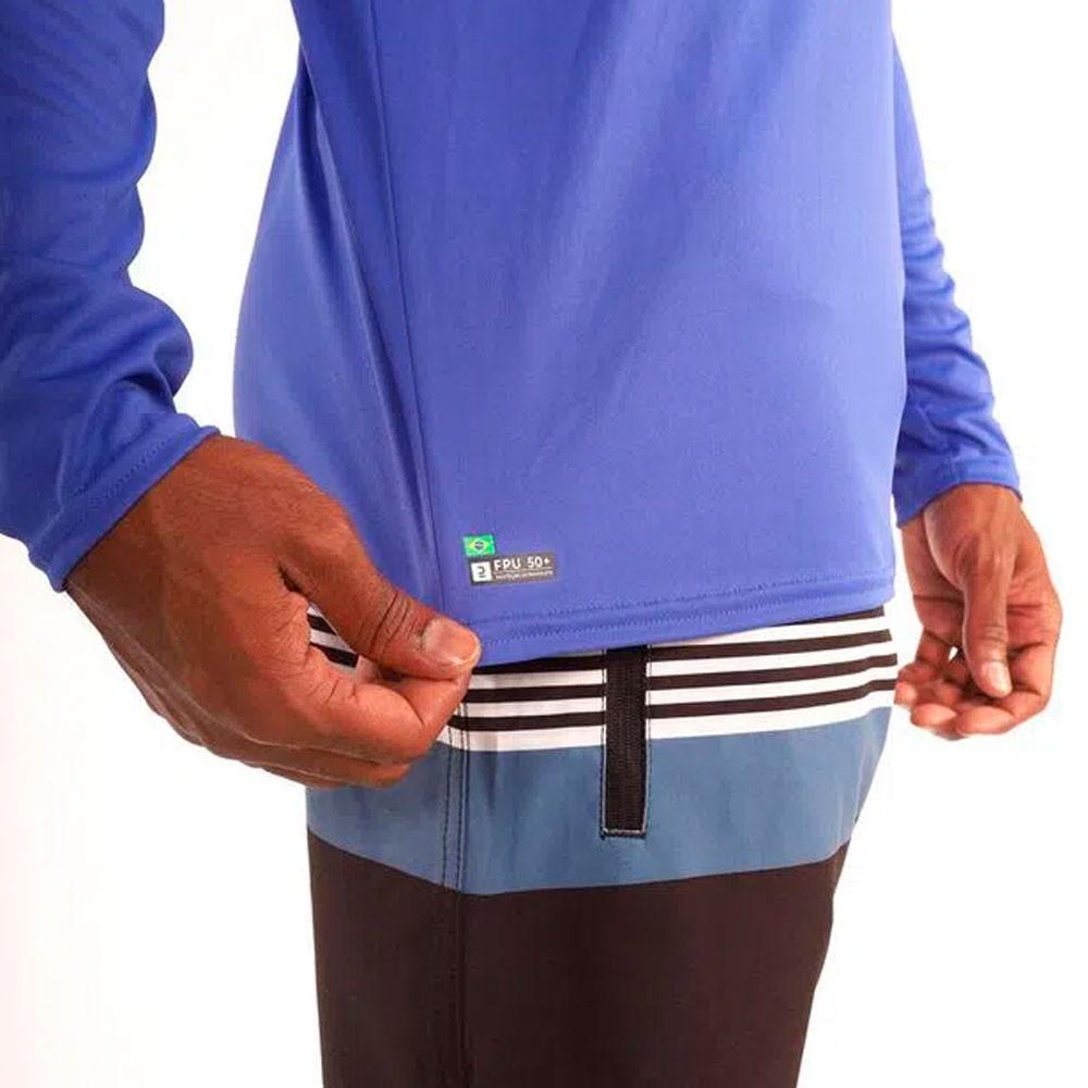 Camiseta Manga Longa Masculina de Surf com Proteção UV50+ Azul - 4