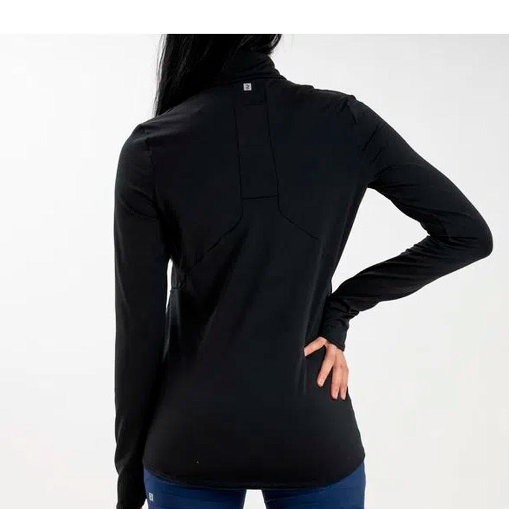 Camiseta Manga Longa de Corrida Feminina Run Warm 100 Preto - 3