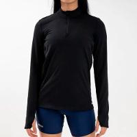 Camiseta Manga Longa de Corrida Feminina Run Warm 100 Preto