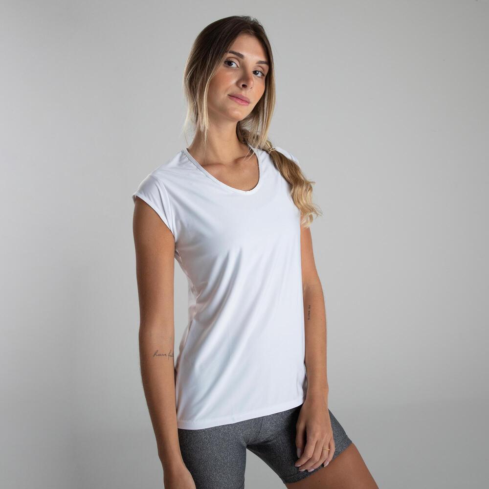 Camiseta feminina de Treino Respi 100 Branca Domyos - 4