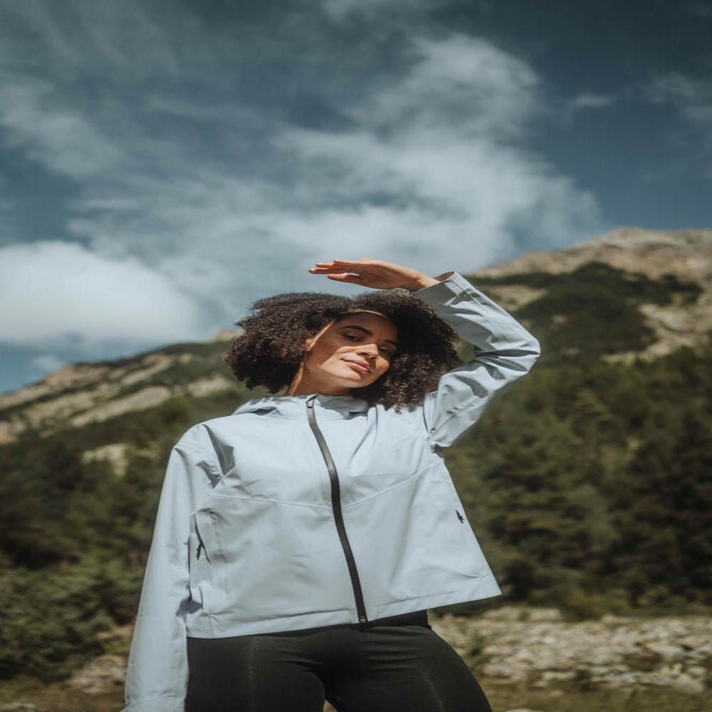 Jaqueta feminina Trilha 100 Impermeável Térmica Azul Quechua - 8