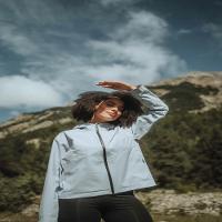 Jaqueta feminina Trilha 100 Impermeável Térmica Azul Quechua - 8