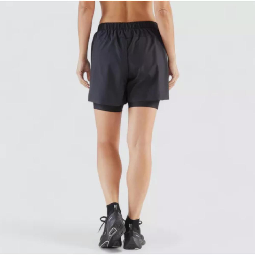 Shorts Feminino 2 em 1 de Corrida Run 500 Preta - 2