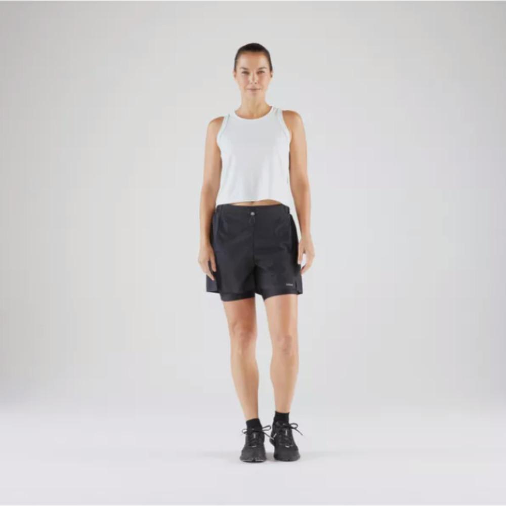 Shorts Feminino 2 em 1 de Corrida Run 500 Preta - 3