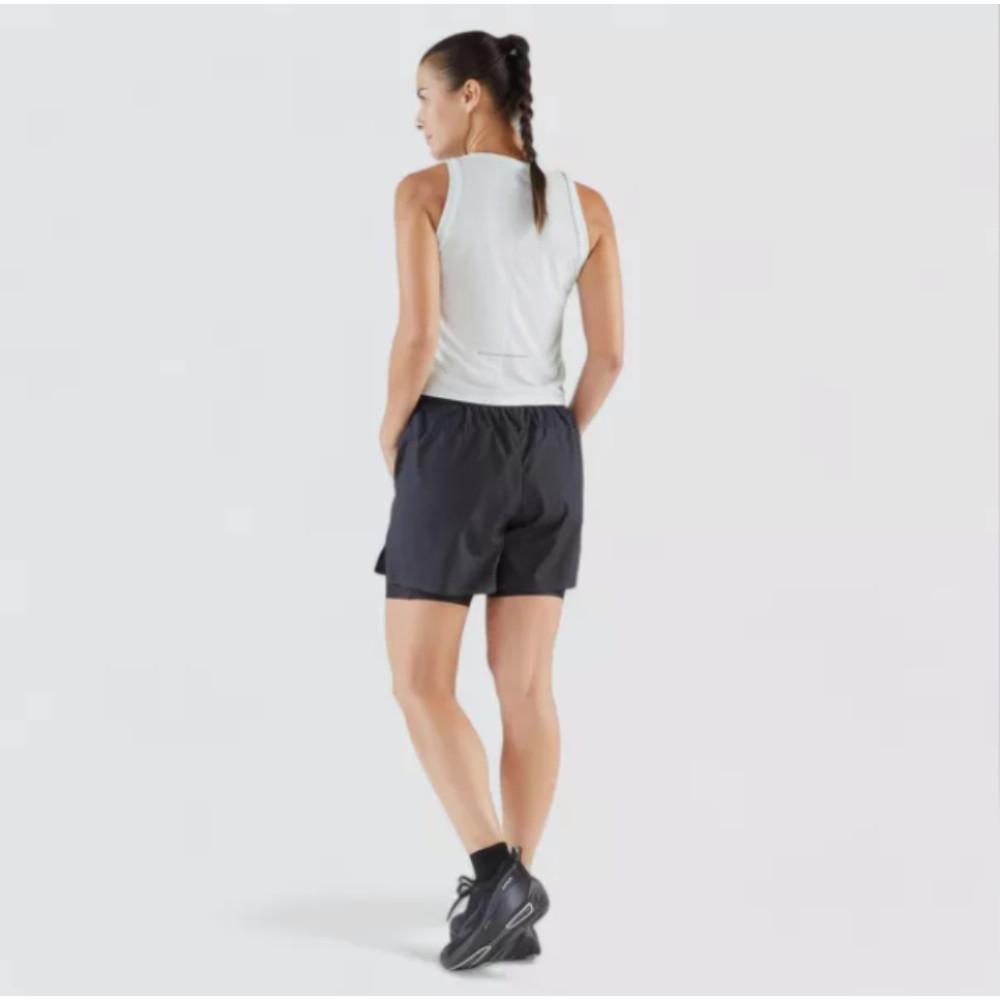 Shorts Feminino 2 em 1 de Corrida Run 500 Preta - 7