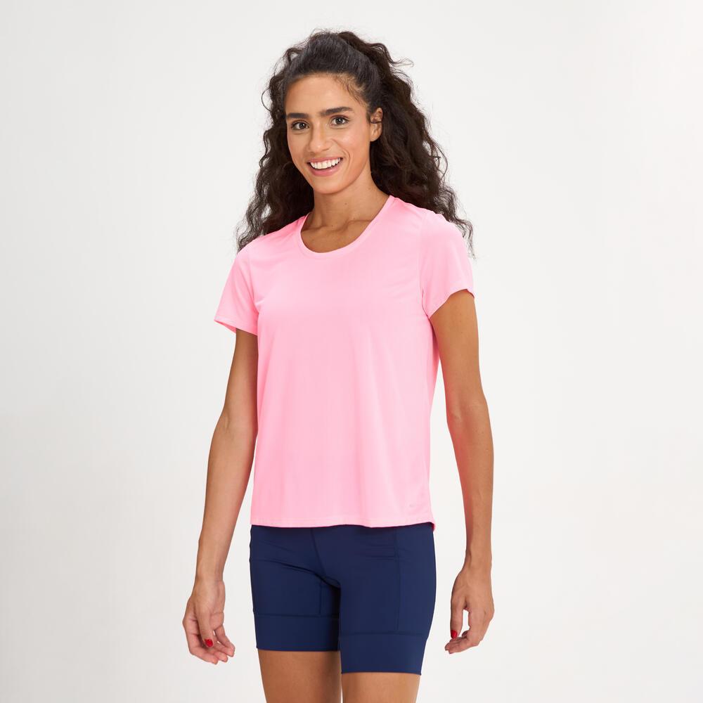Camiseta Feminina de Corrida Run Dry Rosa Kiprun - 2