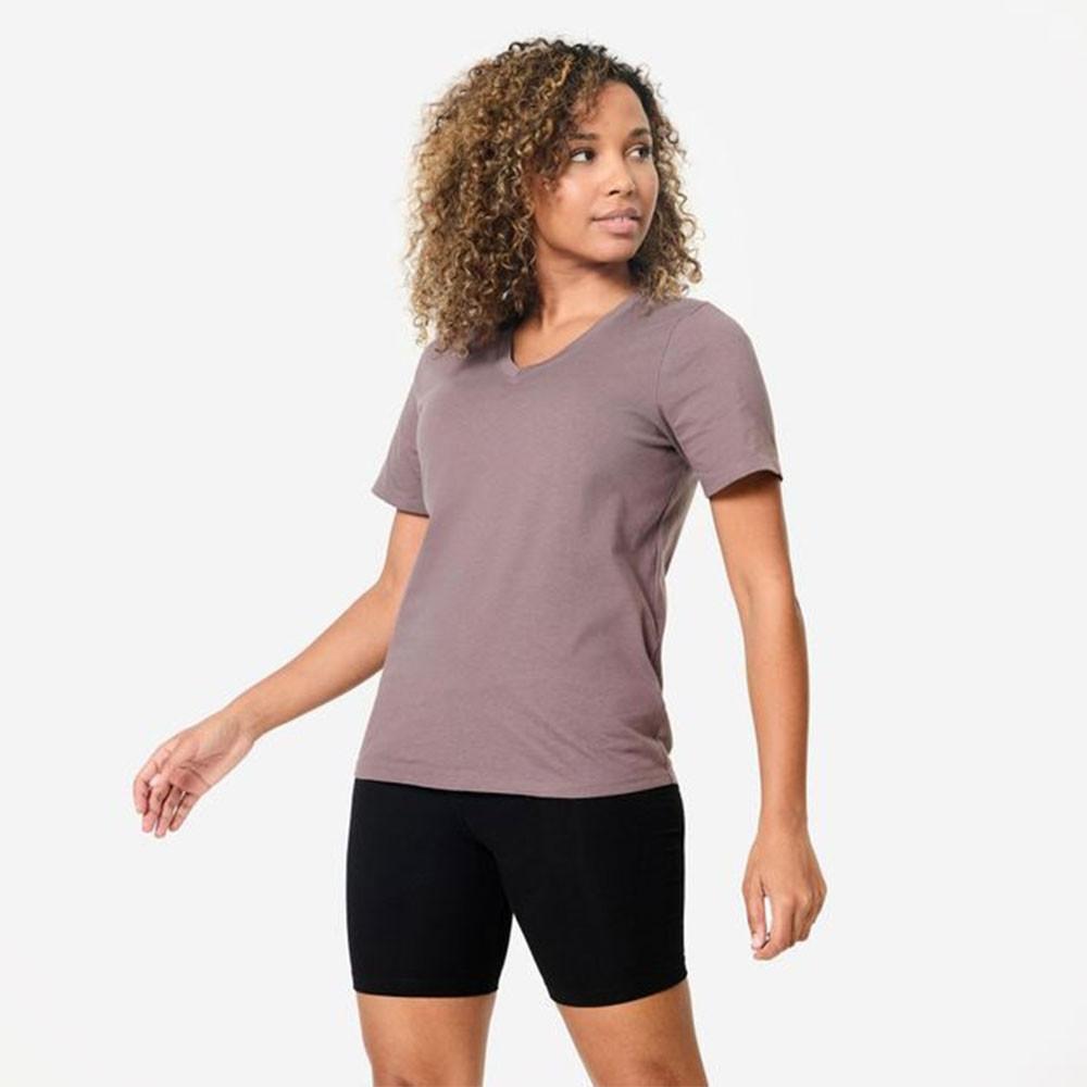 Camiseta Fitness Feminina de Algodão com Gola V Nyamba - 1