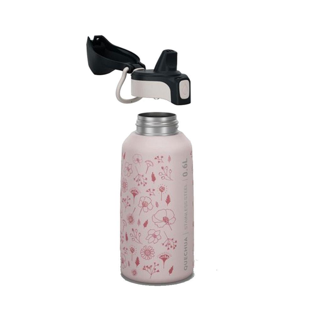Garrafa de água infantil em aço inoxidável 0,6 L 500 com rolha instantânea para trilha Quechua - 2