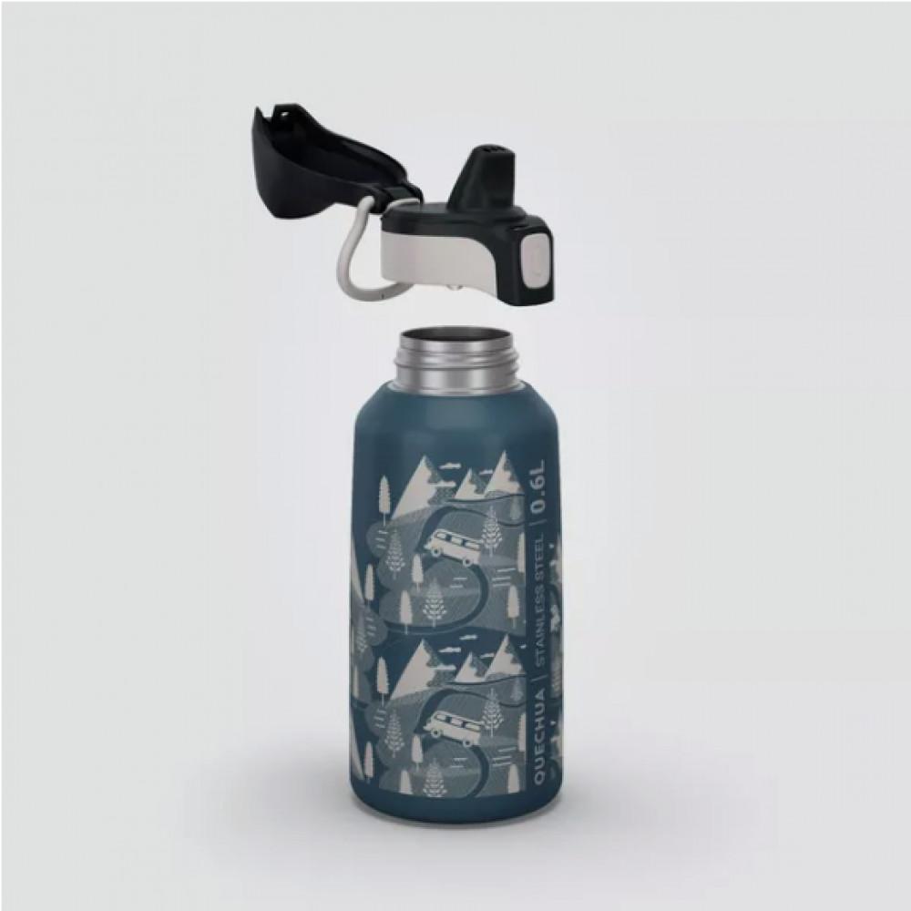 Garrafa de água infantil em aço inoxidável 0,6 L 500 com rolha instantânea para trilha Quechua - 2