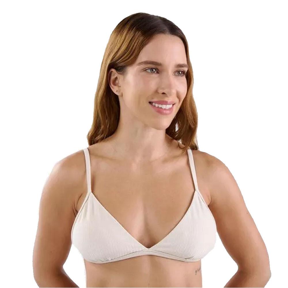 Top Biquíni de Surf Triângulo Viés 500 Tribord Bege - 1