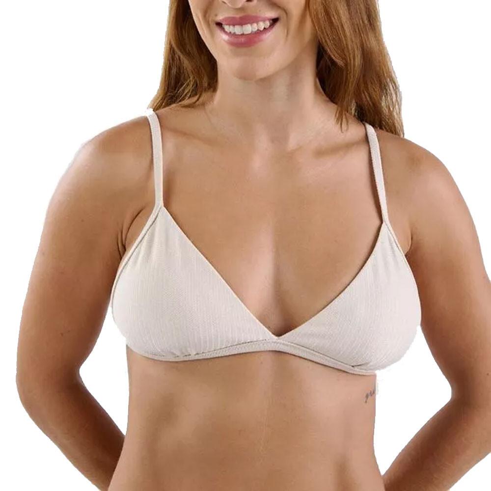 Top Biquíni de Surf Triângulo Viés 500 Tribord Bege - 3