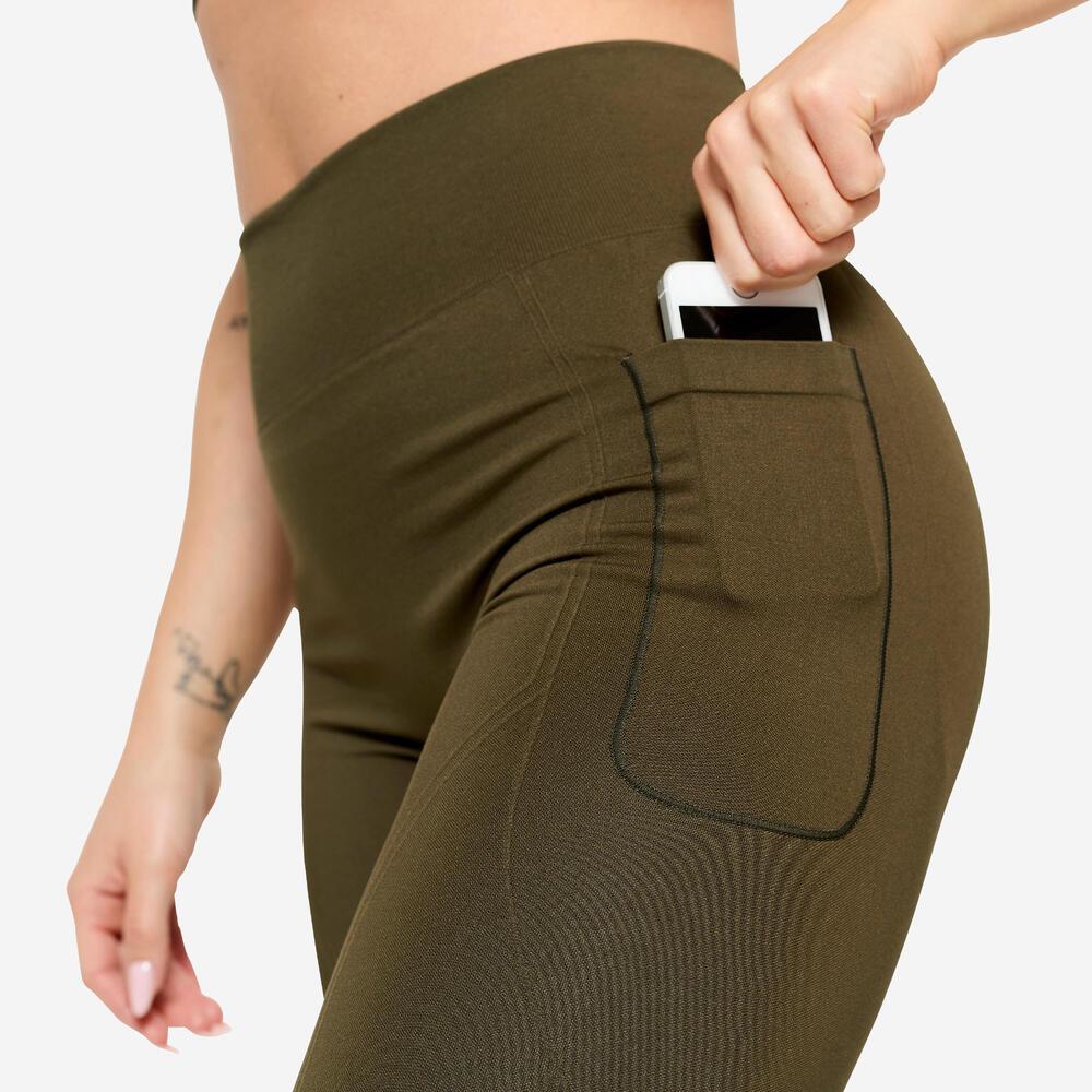 Legging Feminina de Treino Sem Costura Domyos Caqui - 4