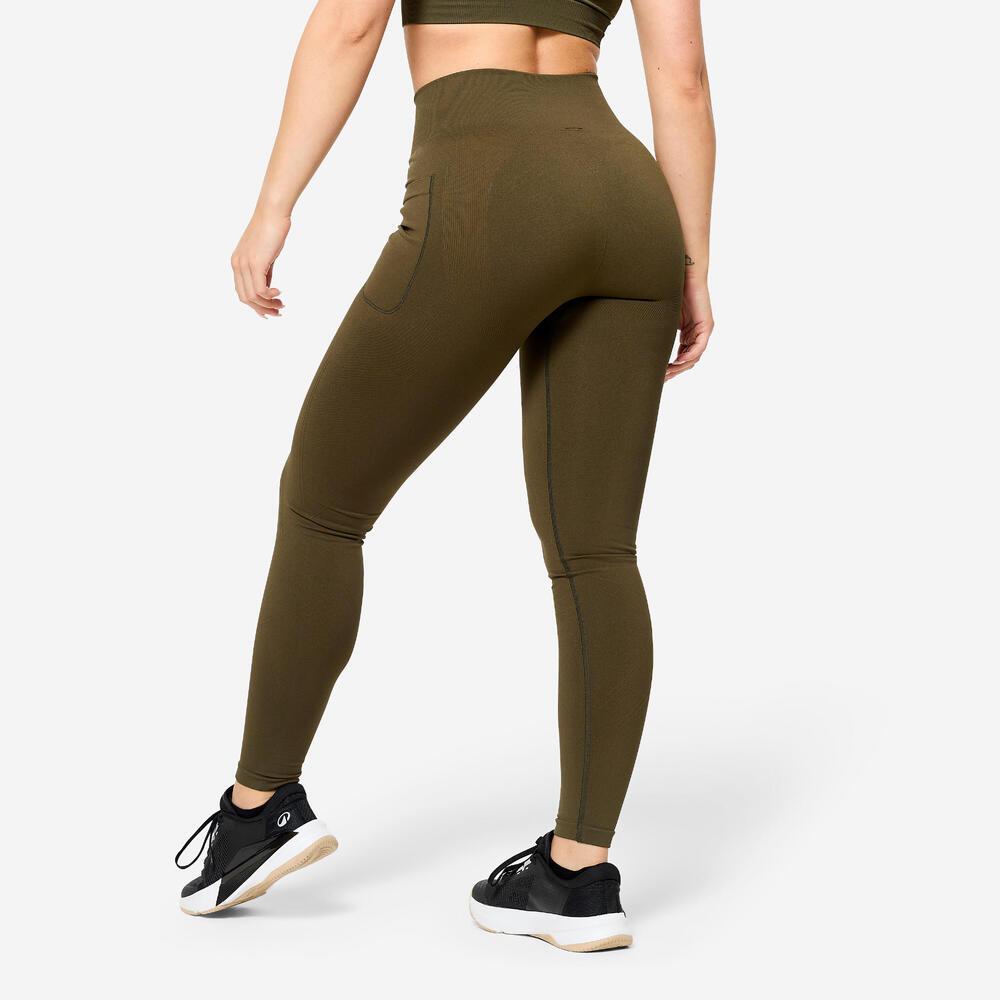 Legging Feminina de Treino Sem Costura Domyos Caqui - 5