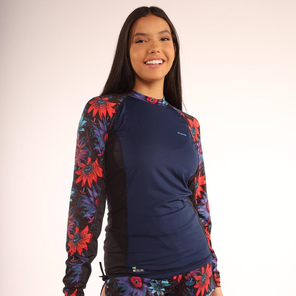 Camiseta Manga Longa Proteção Solar Teen Feminina De Surf 500 - 3