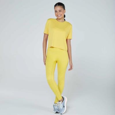 Camiseta Feminina para Academia Fit 500 Domyos Amarela