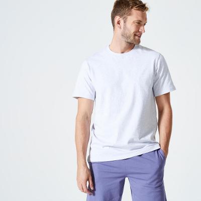 Camiseta Masculina de Ginástica e Pilates 500 Essentials Cinza Domyos