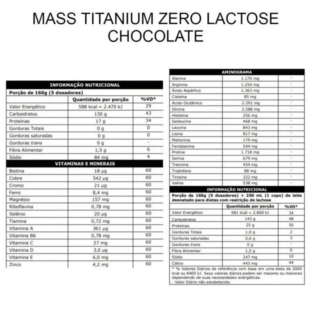 Mass Max Titanium 2,4kg Zero Lactose Sabor Chocolate - 2