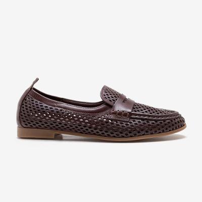 Mocassim Feminino Flora Couro Marrom