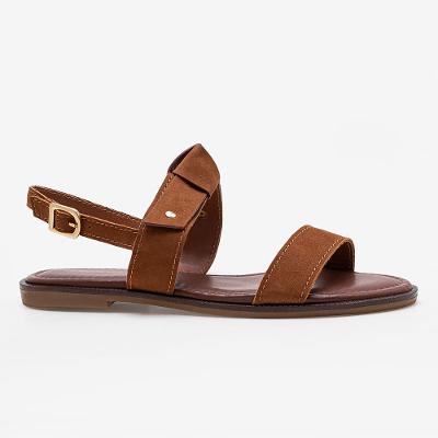 Sandália Feminina Lunna Metal Couro Marrom