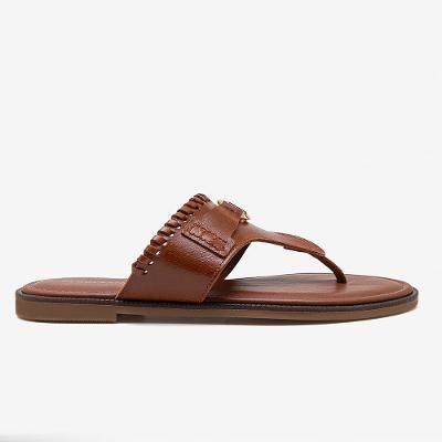 Rasteira Feminina Lunna Couro Marrom