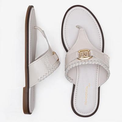 Rasteira Feminina Lunna Couro Off White